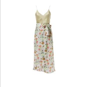 Stevie Howell dianthus rose silk wrap skirt